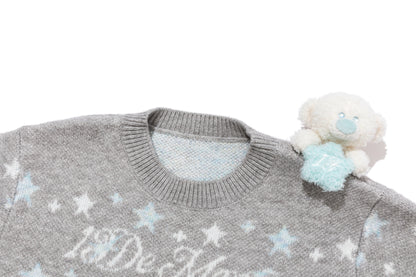 13DE MARZO BabyBear Fair Isle Pullover Sweater Grey - 13DE MARZO