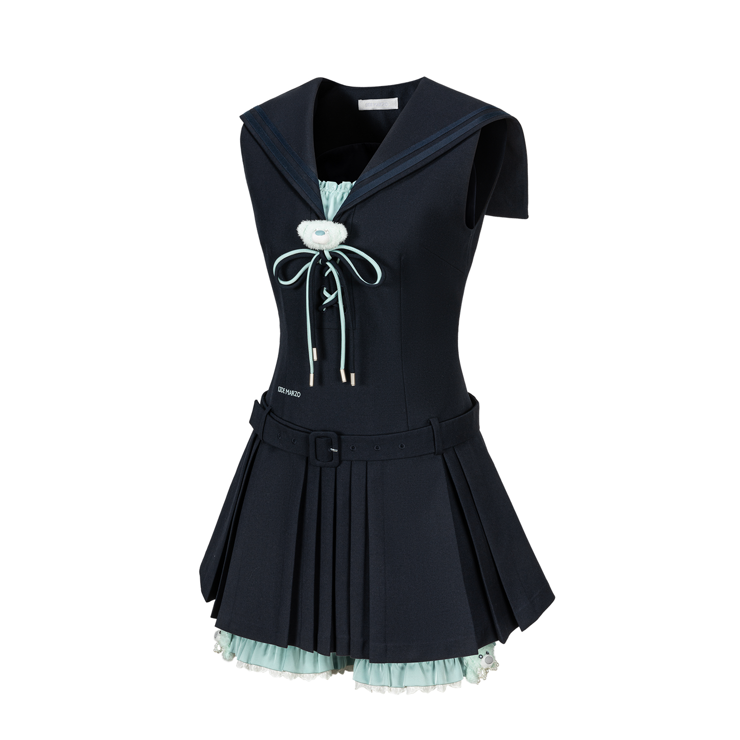 13DE MARZO Sailor Collar Dress Two-Piece Set Navy Blue - 13DE MARZO
