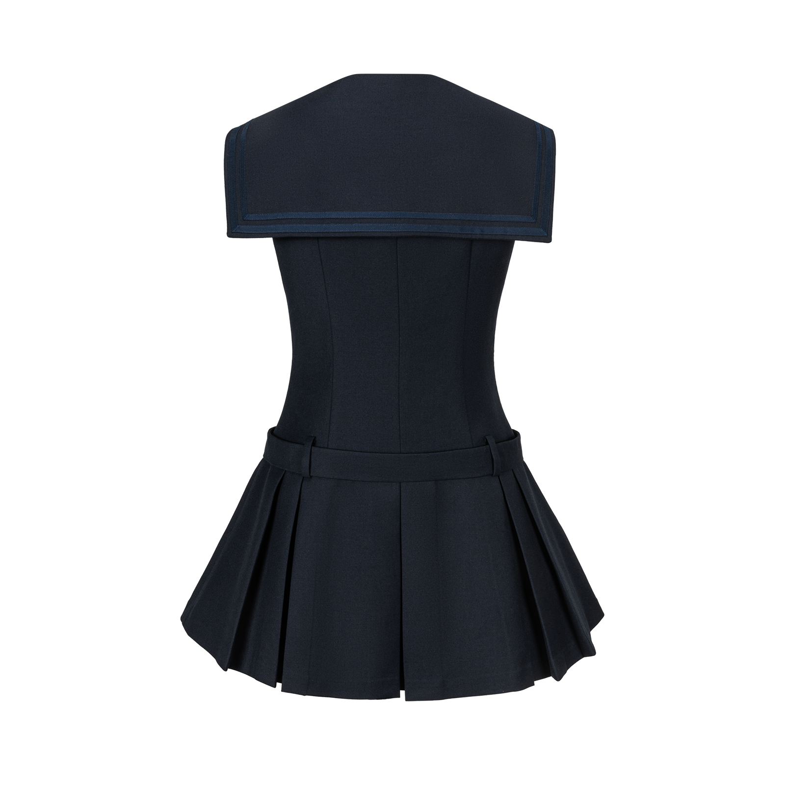 13DE MARZO Sailor Collar Dress Two-Piece Set Navy Blue - 13DE MARZO