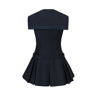 13DE MARZO Sailor Collar Dress Two-Piece Set Navy Blue - 13DE MARZO