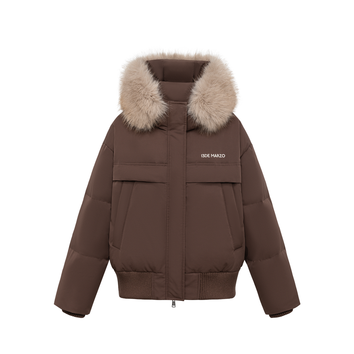 13DE MARZO Doozoo Fur Collar Parka Down Jacket Brown