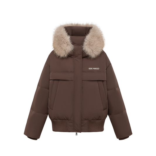 13DE MARZO Doozoo Fur Collar Parka Down Jacket Brown
