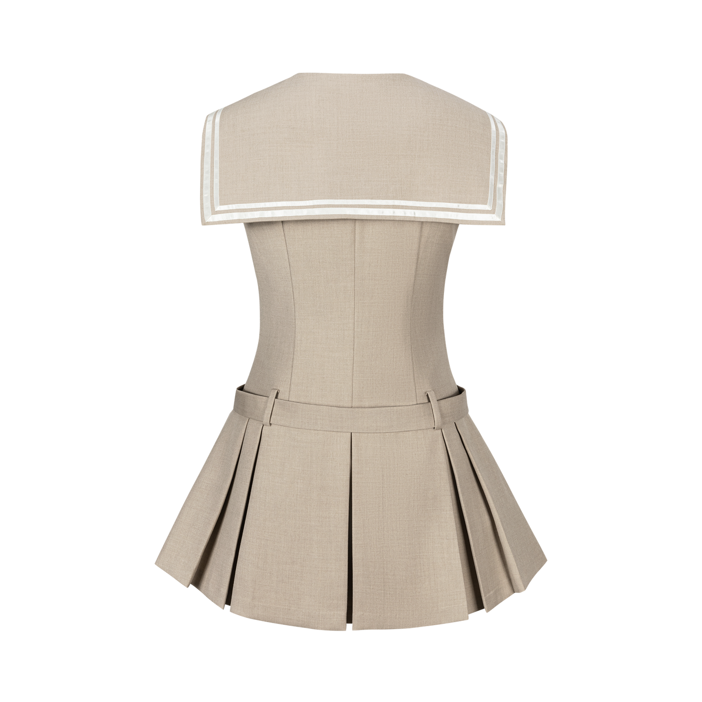 13DE MARZO Sailor Collar Dress Two-Piece Set Khaki - 13DE MARZO