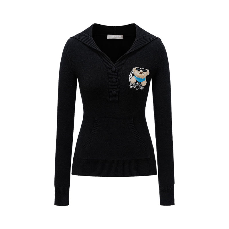 13DE MARZO Bear Knit Fit Hoodie - 13DE MARZO