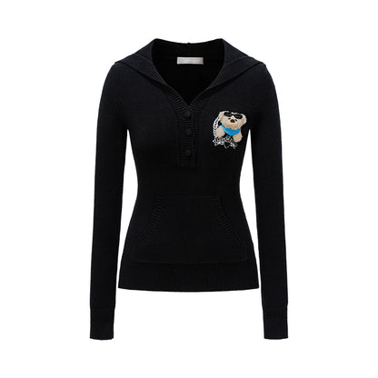 13DE MARZO Bear Knit Fit Hoodie - 13DE MARZO