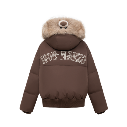 13DE MARZO Doozoo Fur Collar Parka Down Jacket Brown