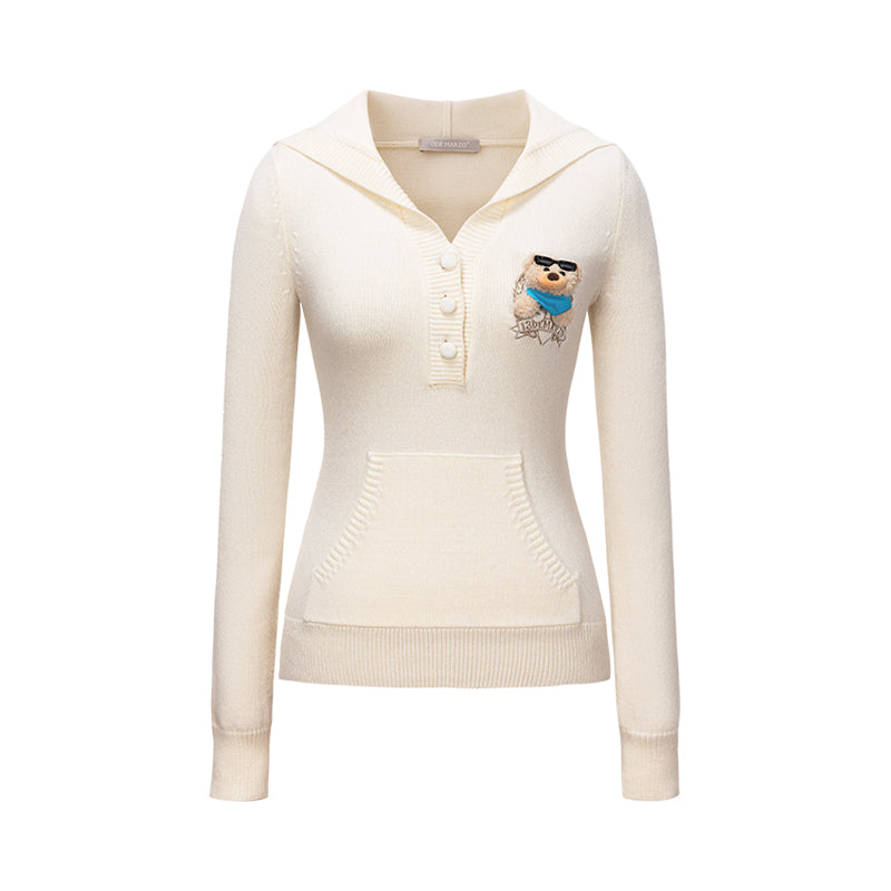 13DE MARZO Bear Knit Fit Hoodie - 13DE MARZO