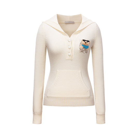 13DE MARZO Bear Knit Fit Hoodie - 13DE MARZO