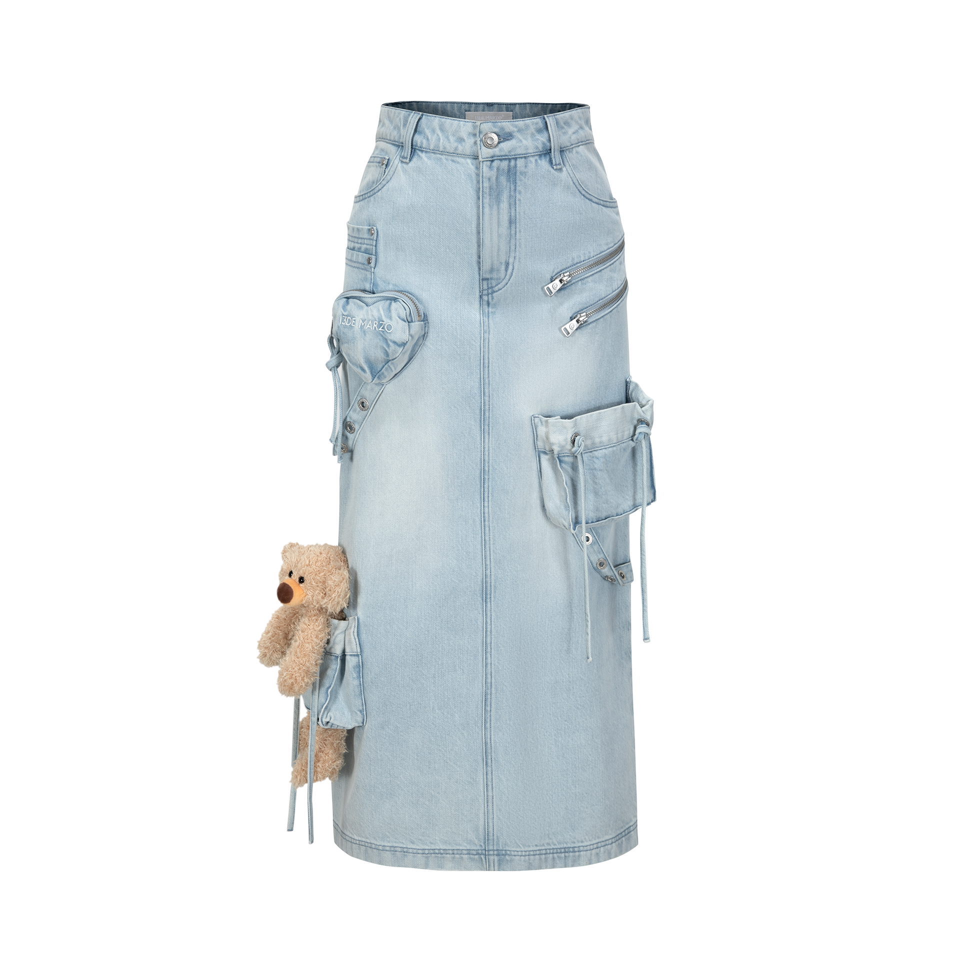 13DE Marzo Bear Heart Box Denim Dress Black / M 13DE Marzo Bear Heart Box Denim Dress Black / M