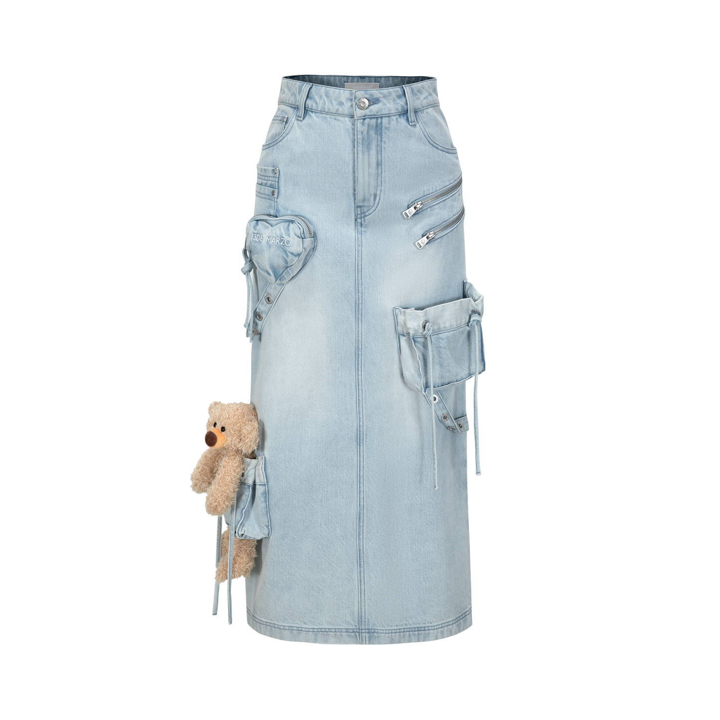 13DE MARZO Bear Heart Box Denim Dress