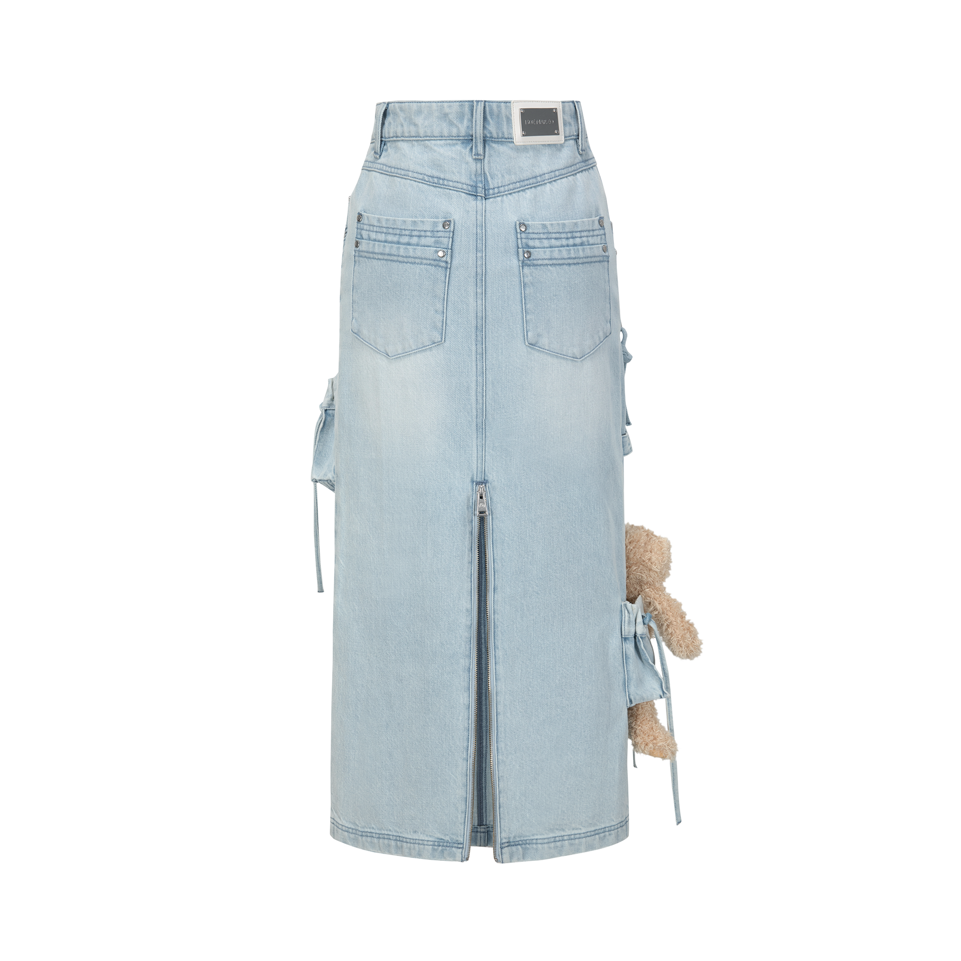13DE MARZO Bear Heart Box Denim Dress - Black