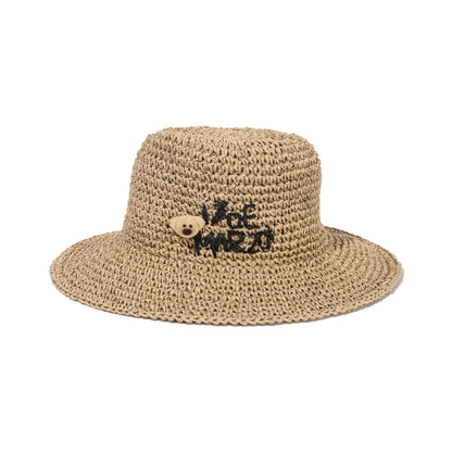 13DE MARZO Woven Straw Hat Khaki - 13DE MARZO