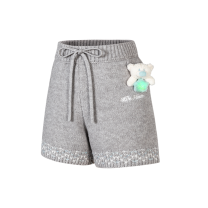 13DE MARZO Luminous Bear Star Knit Shorts Grey