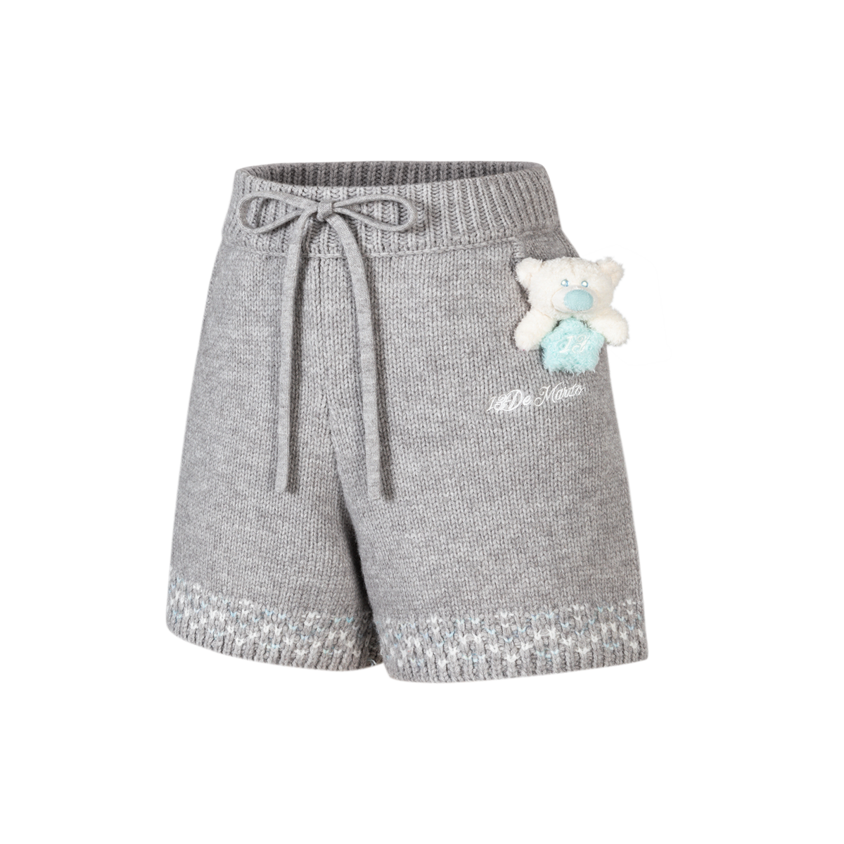 13DE MARZO Luminous Bear Star Knit Shorts Grey