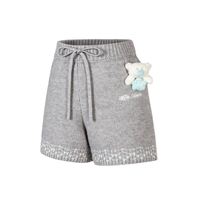 13DE MARZO Luminous Bear Star Knit Shorts Grey