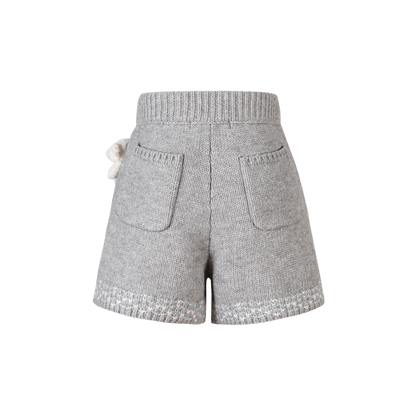 13DE MARZO Luminous Bear Star Knit Shorts Grey