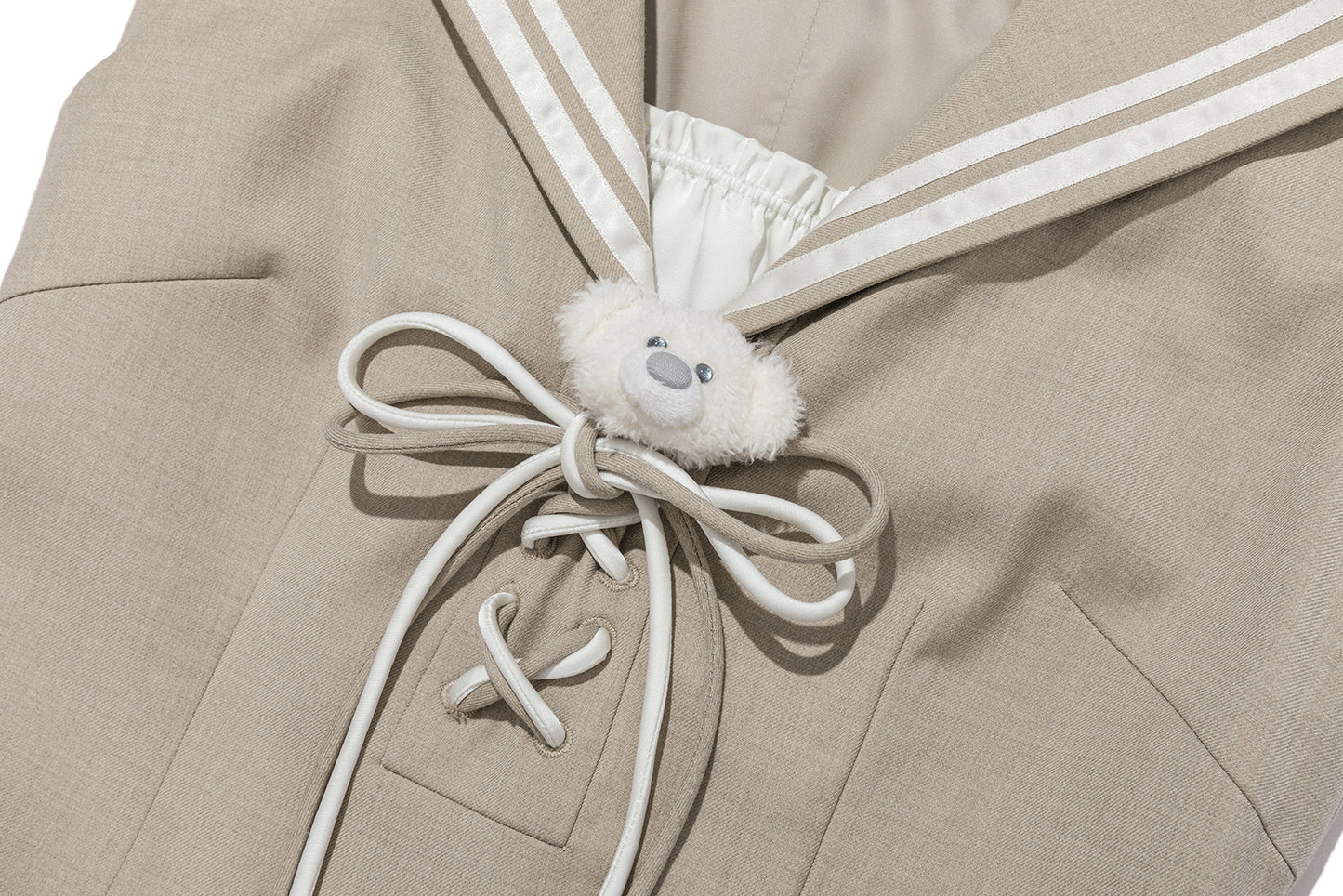 13DE MARZO Sailor Collar Dress Two-Piece Set Khaki - 13DE MARZO