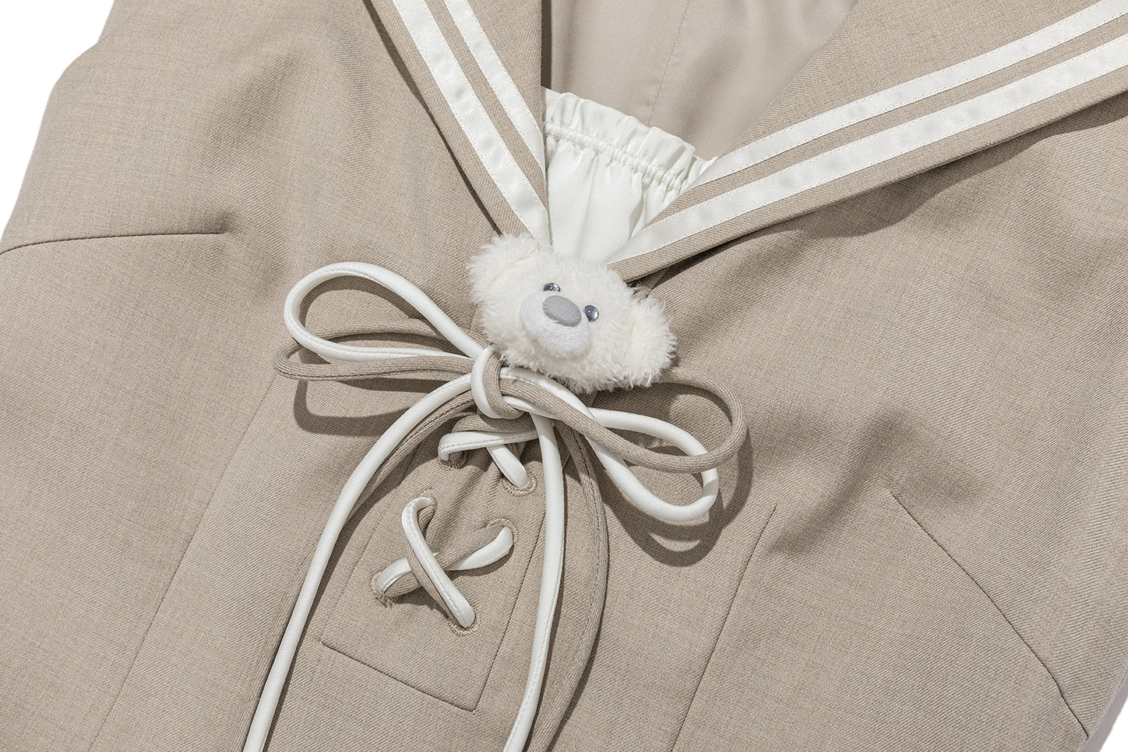 13DE MARZO Sailor Collar Dress Two-Piece Set Khaki - 13DE MARZO
