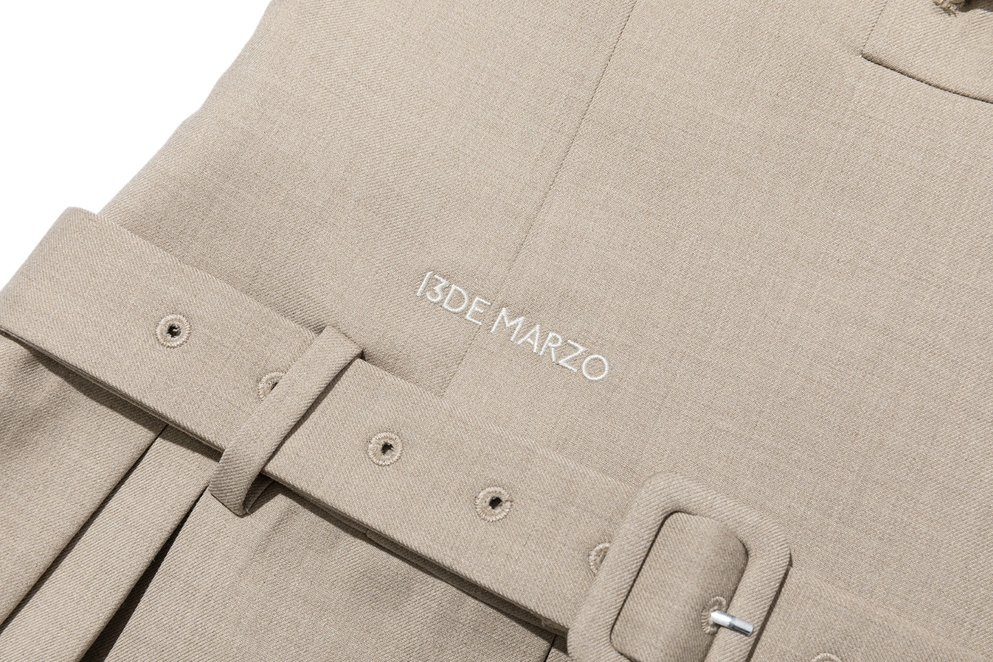13DE MARZO Sailor Collar Dress Two-Piece Set Khaki - 13DE MARZO