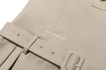 13DE MARZO Sailor Collar Dress Two-Piece Set Khaki - 13DE MARZO