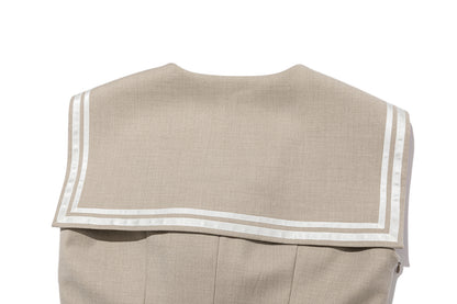 13DE MARZO Sailor Collar Dress Two-Piece Set Khaki - 13DE MARZO