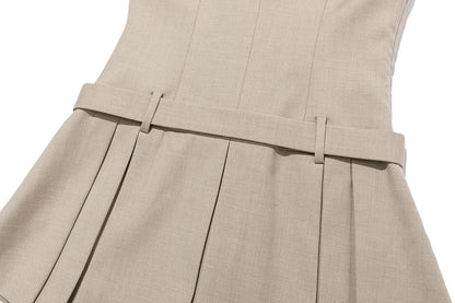 13DE MARZO Sailor Collar Dress Two-Piece Set Khaki - 13DE MARZO