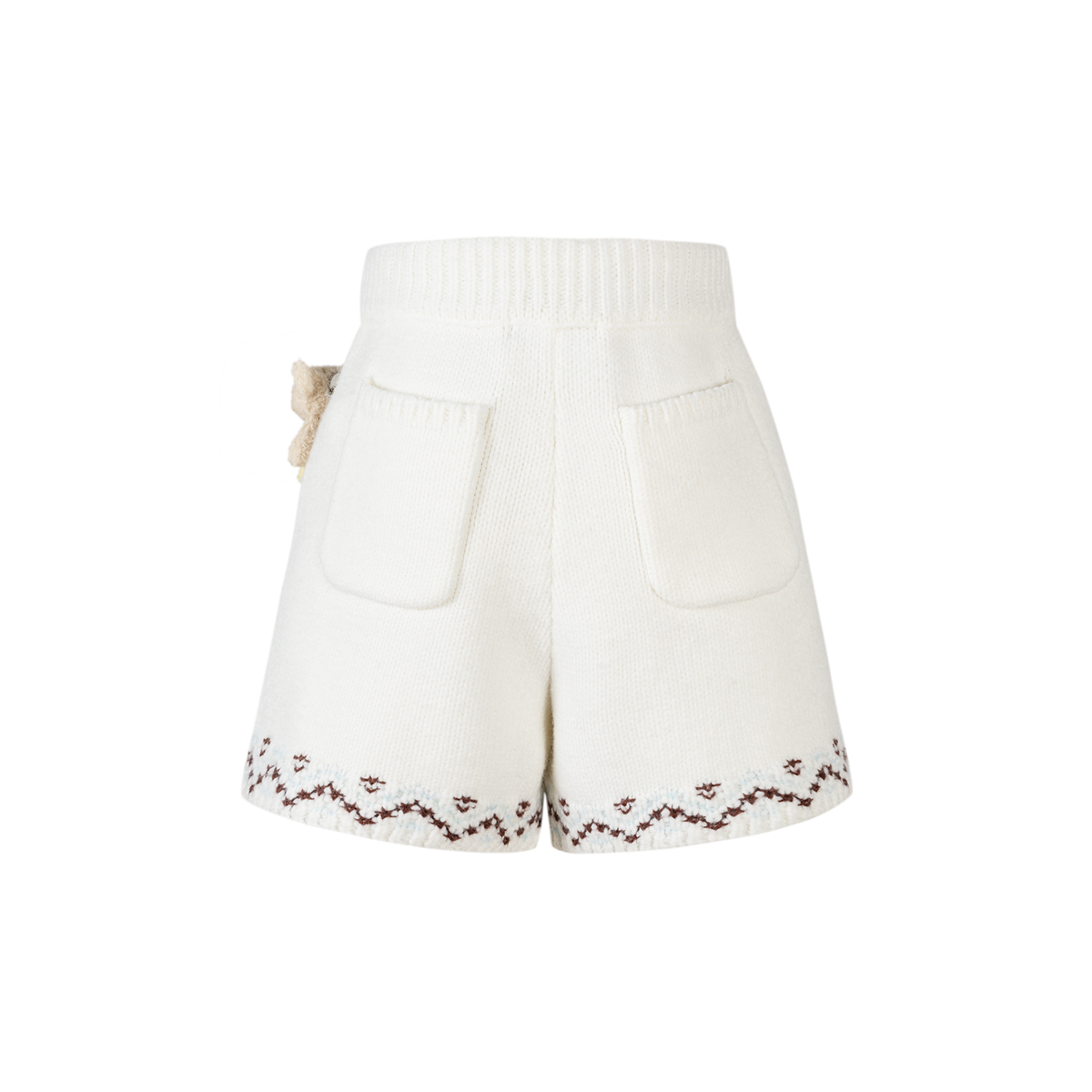 13DE MARZO Luminous Bear Star Knit Shorts Beige
