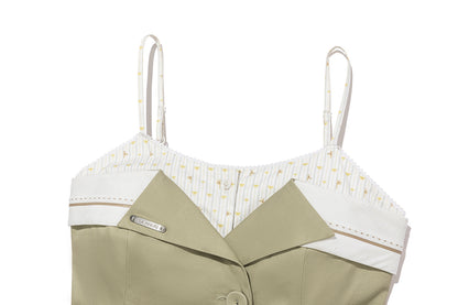 13DE MARZO Two-piece Style Blazer with Badge Dress Khaki - 13DE MARZO