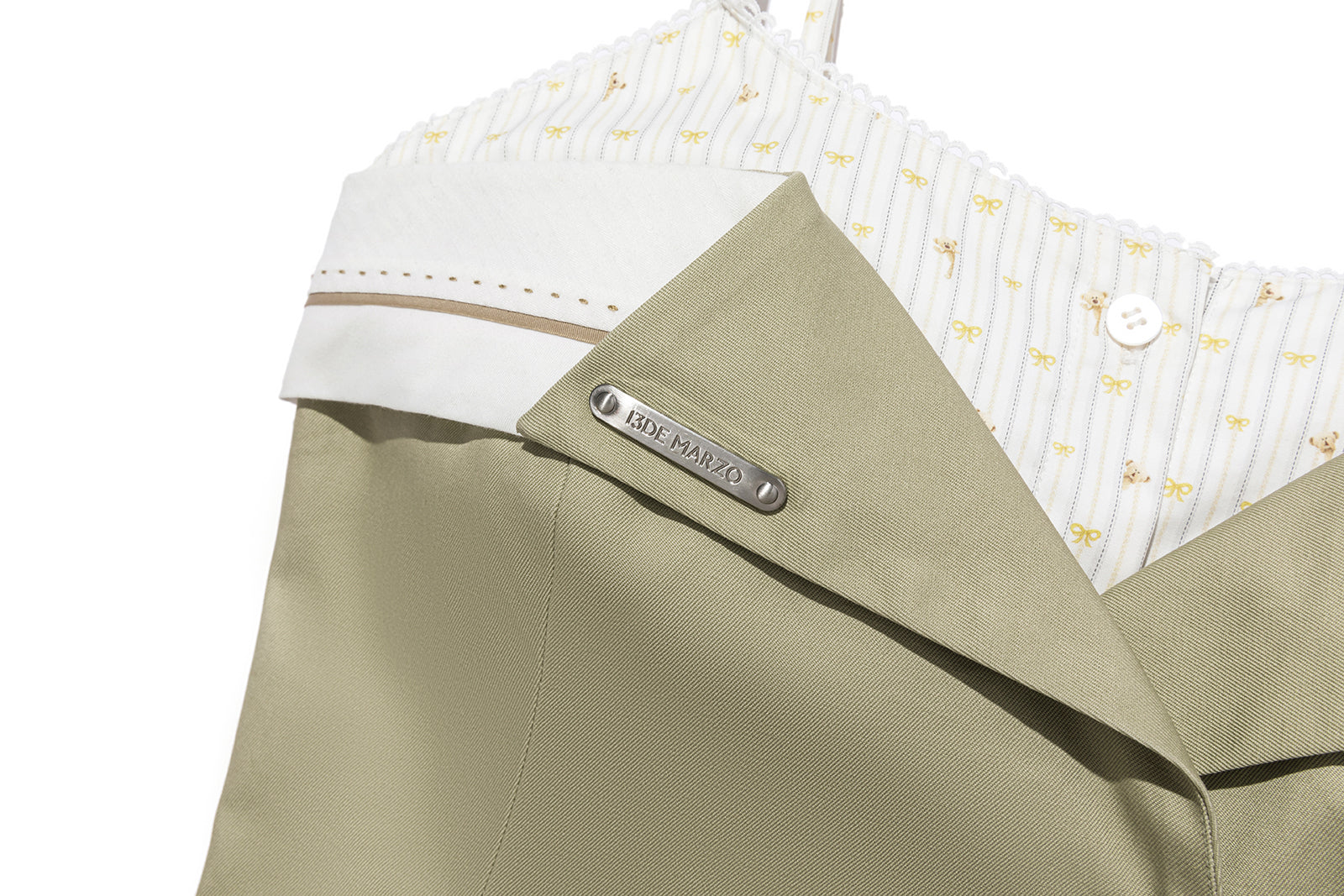 13DE MARZO Two-piece Style Blazer with Badge Dress Khaki - 13DE MARZO