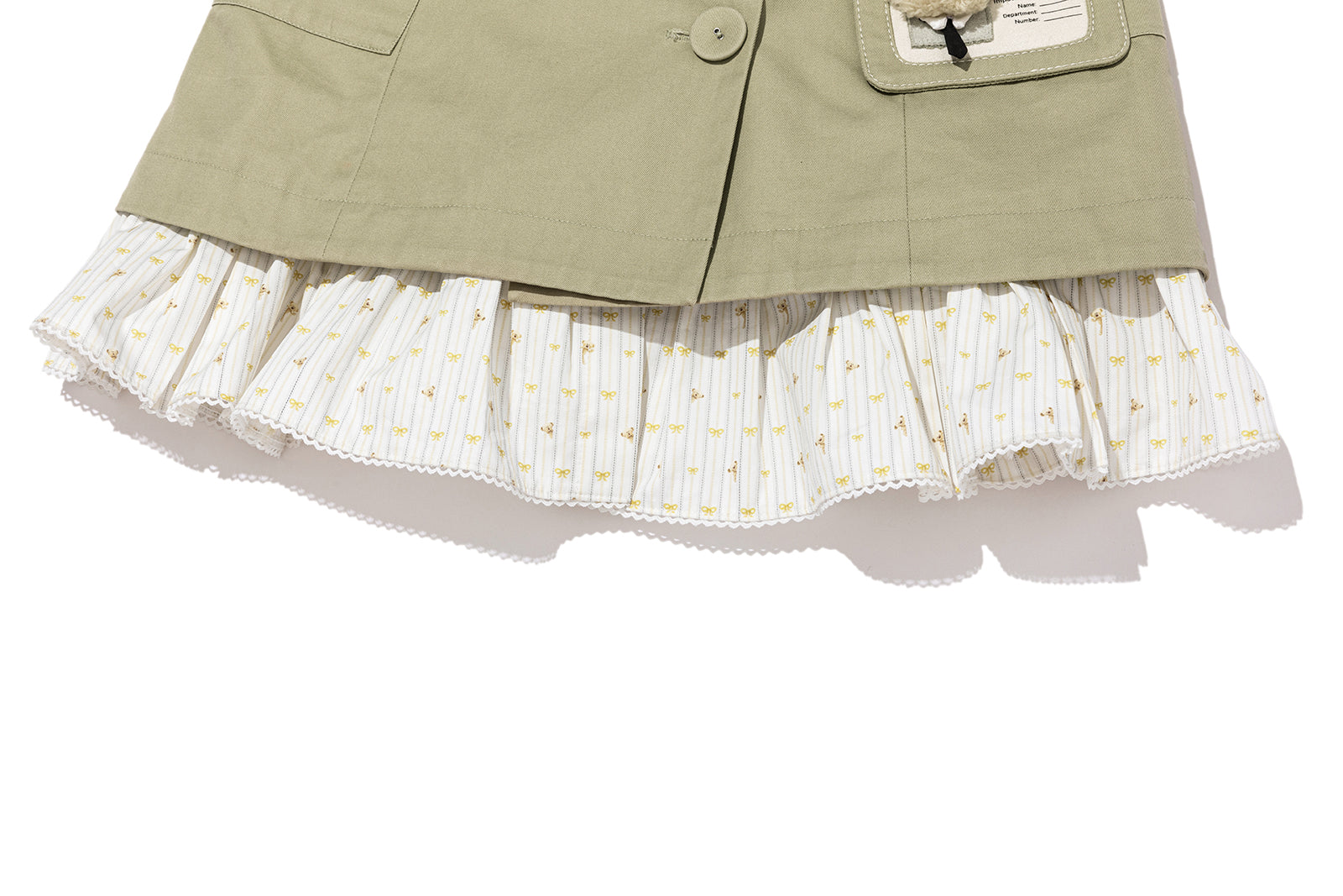 13DE MARZO Two-piece Style Blazer with Badge Dress Khaki - 13DE MARZO
