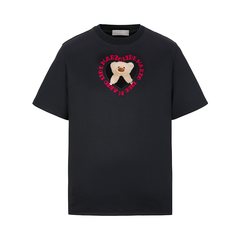 13DE MARZO Bear Hollow Heart T-shirt Black