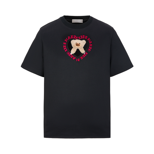 13DE MARZO Bear Hollow Heart T-shirt Black