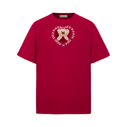 13DE MARZO Bear Hollow Heart T-shirt Red