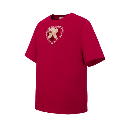 13DE MARZO Bear Hollow Heart T-shirt Red