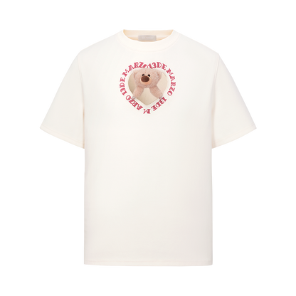 13DE MARZO Bear Hollow Heart T-shirt Beige