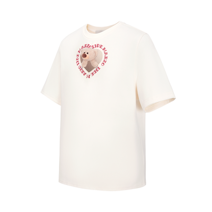 13DE MARZO Bear Hollow Heart T-shirt Beige