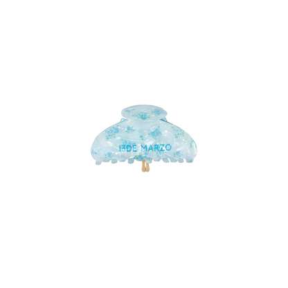 13DE MARZO Floral Bear Pendant Hair Clip Blue