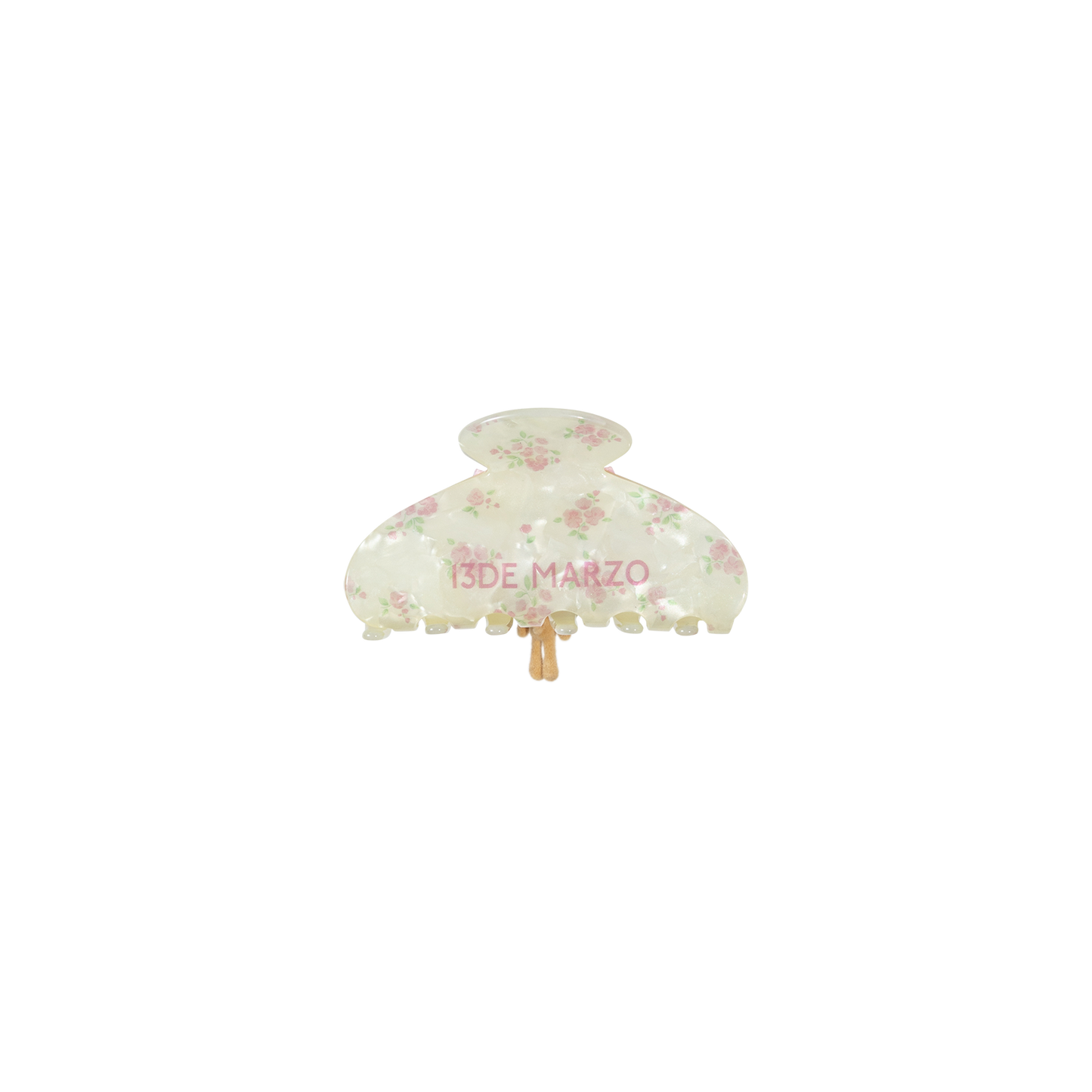 13DE MARZO Floral Bear Pendant Hair Clip Beige