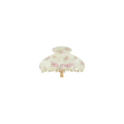 13DE MARZO Floral Bear Pendant Hair Clip Beige