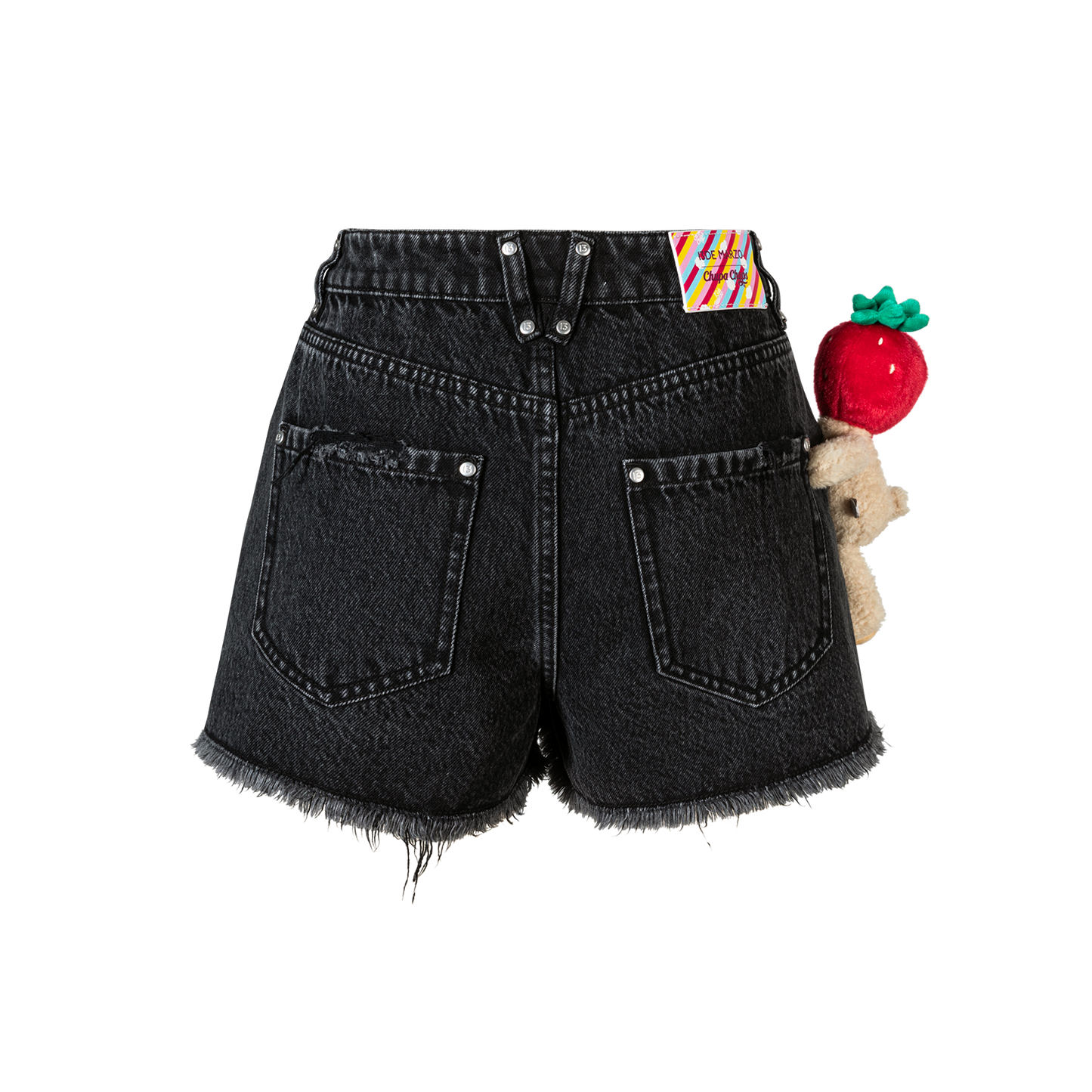 13DE MARZO Lollipop Distressed Denim Shorts Black - 13DE MARZO