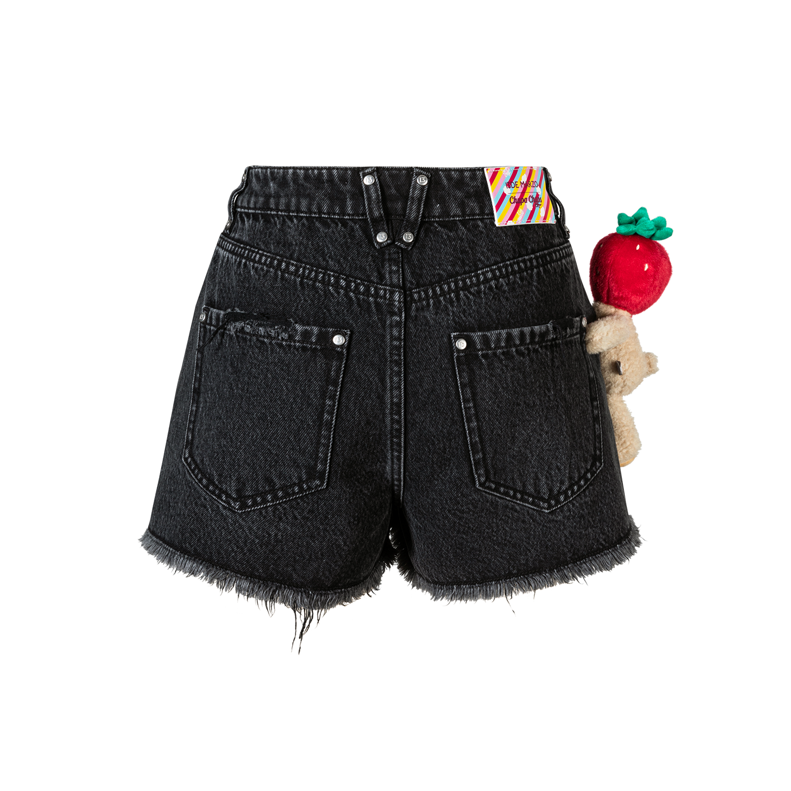 13DE MARZO Lollipop Distressed Denim Shorts Black - 13DE MARZO