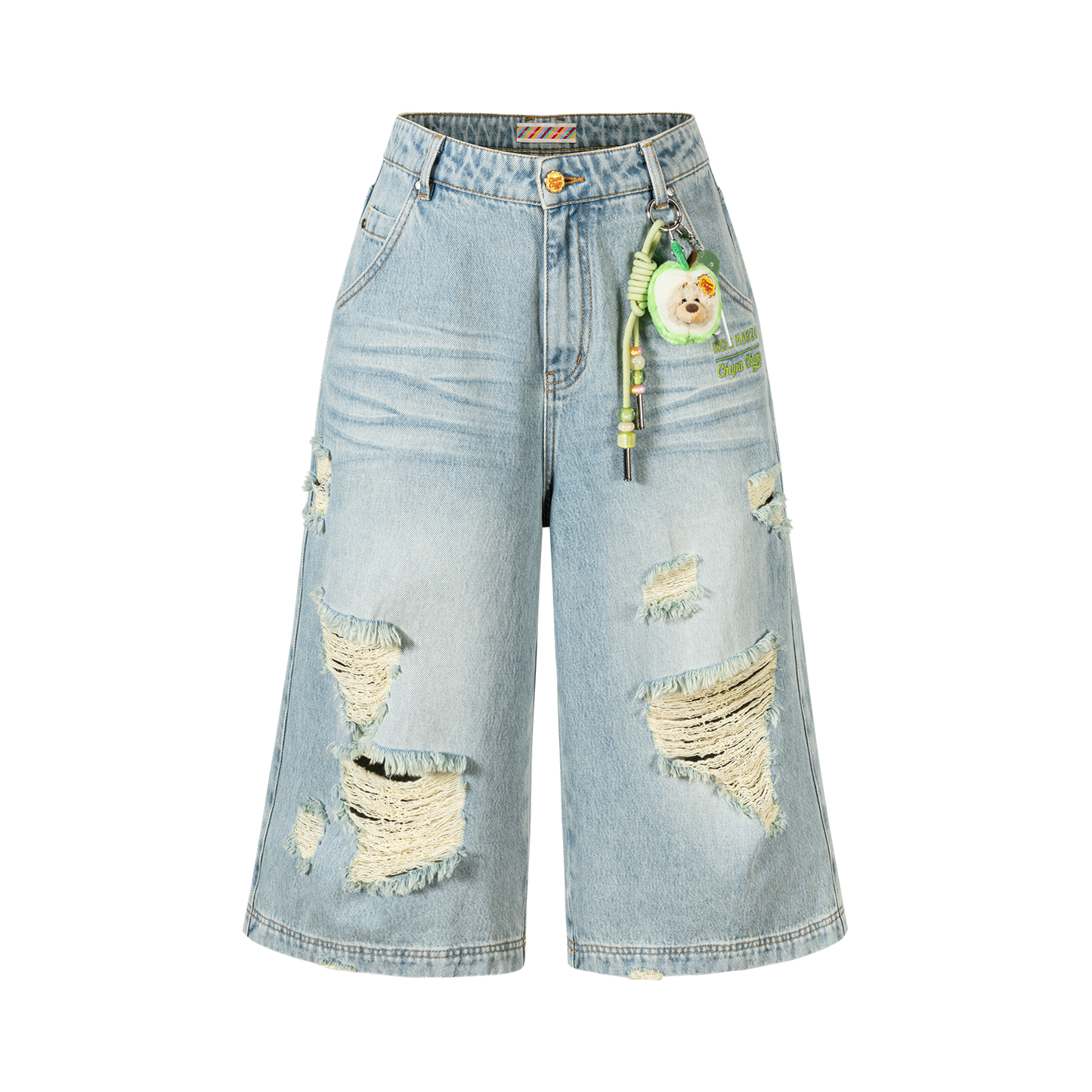 13DE MARZO Ripped Cropped Jeans Blue - 13DE MARZO