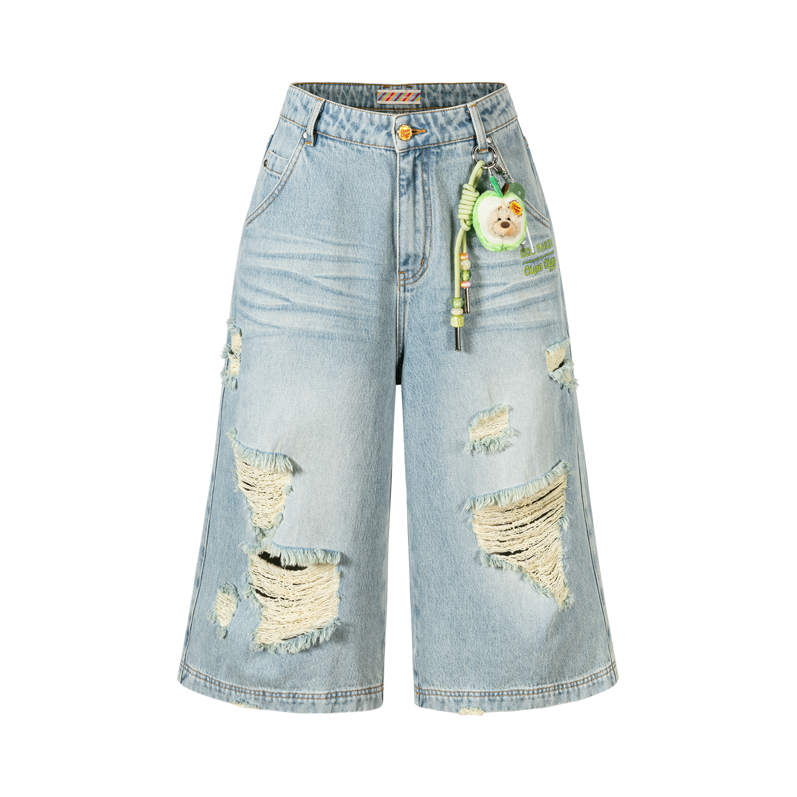13DE MARZO Ripped Cropped Jeans Blue - 13DE MARZO