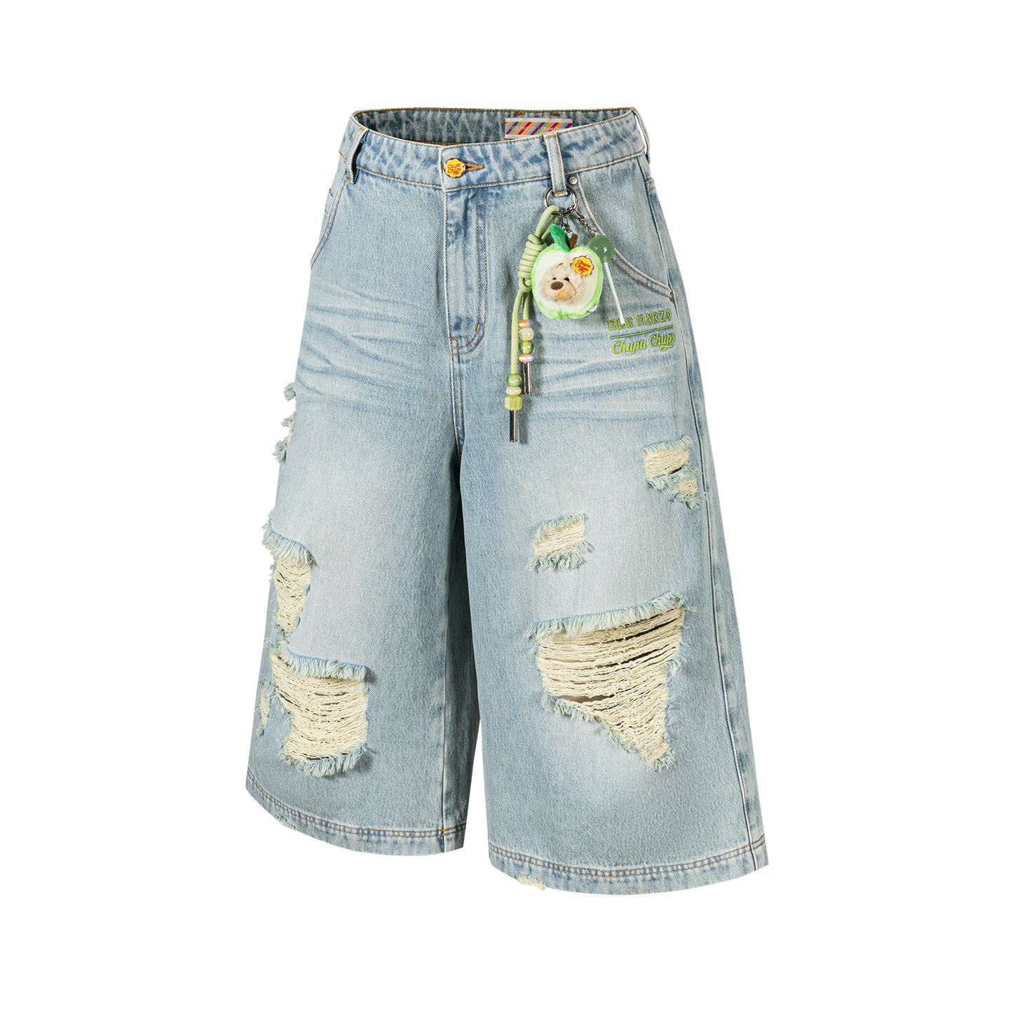13DE MARZO Ripped Cropped Jeans Blue - 13DE MARZO