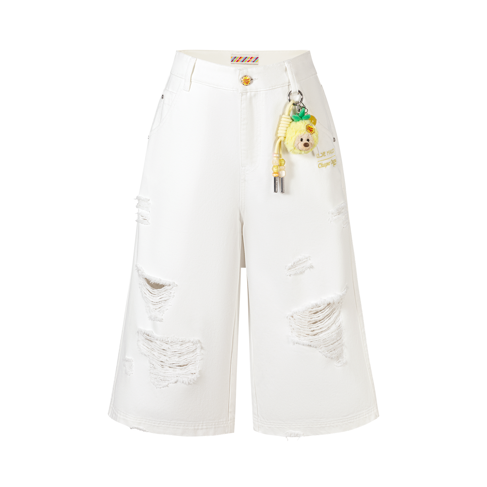 13DE MARZO Ripped Cropped Jeans White - 13DE MARZO