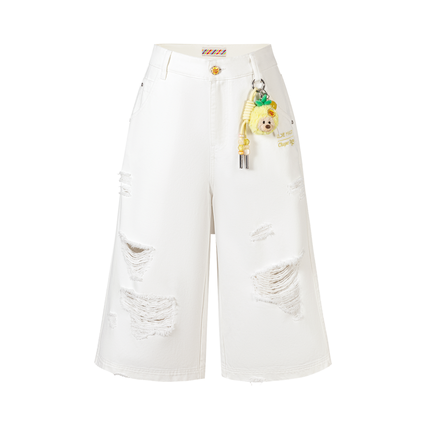 13DE MARZO Ripped Cropped Jeans White - 13DE MARZO