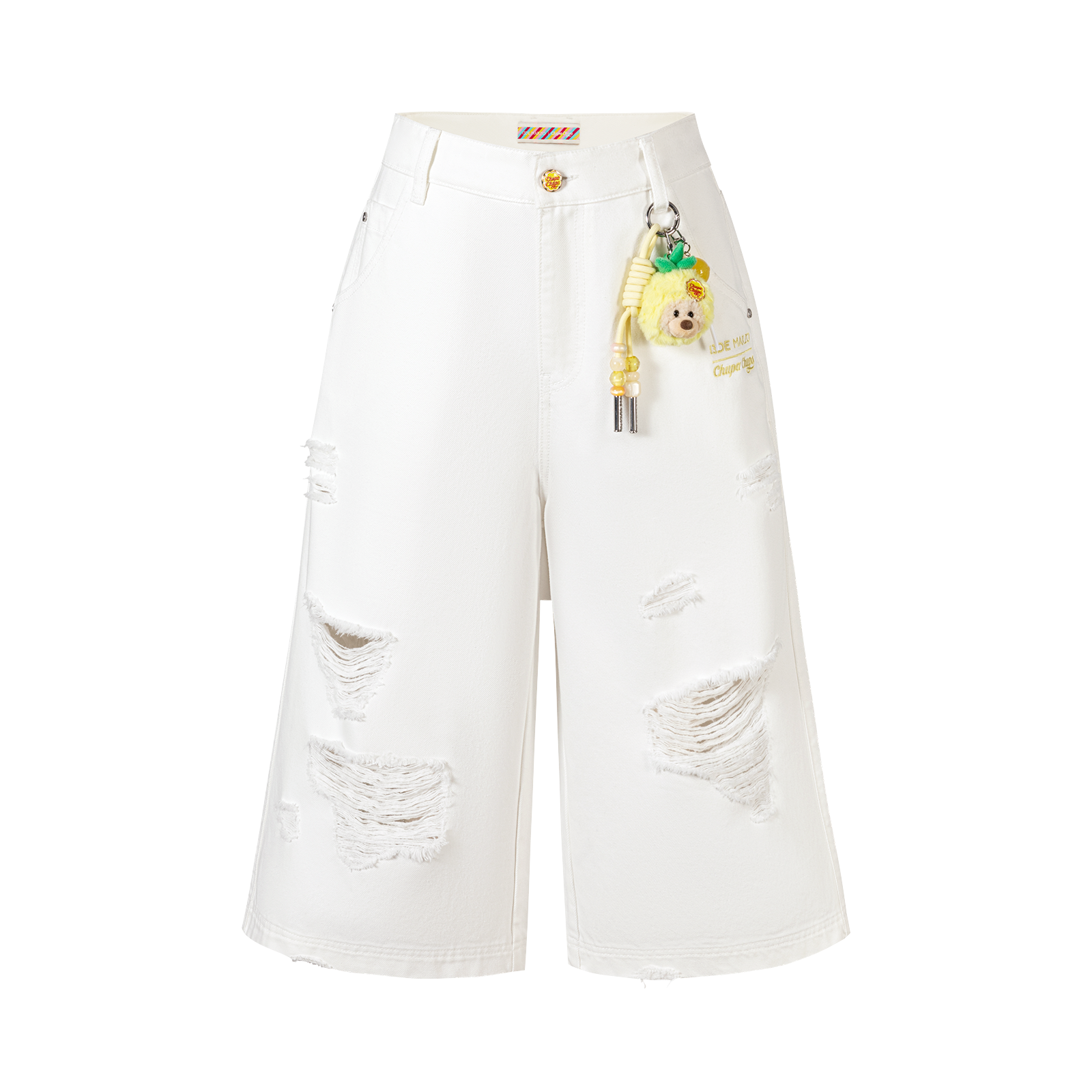 13DE MARZO Ripped Cropped Jeans White - 13DE MARZO