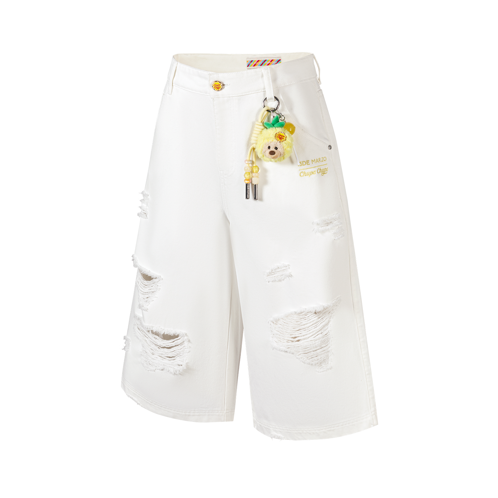 13DE MARZO Ripped Cropped Jeans White - 13DE MARZO