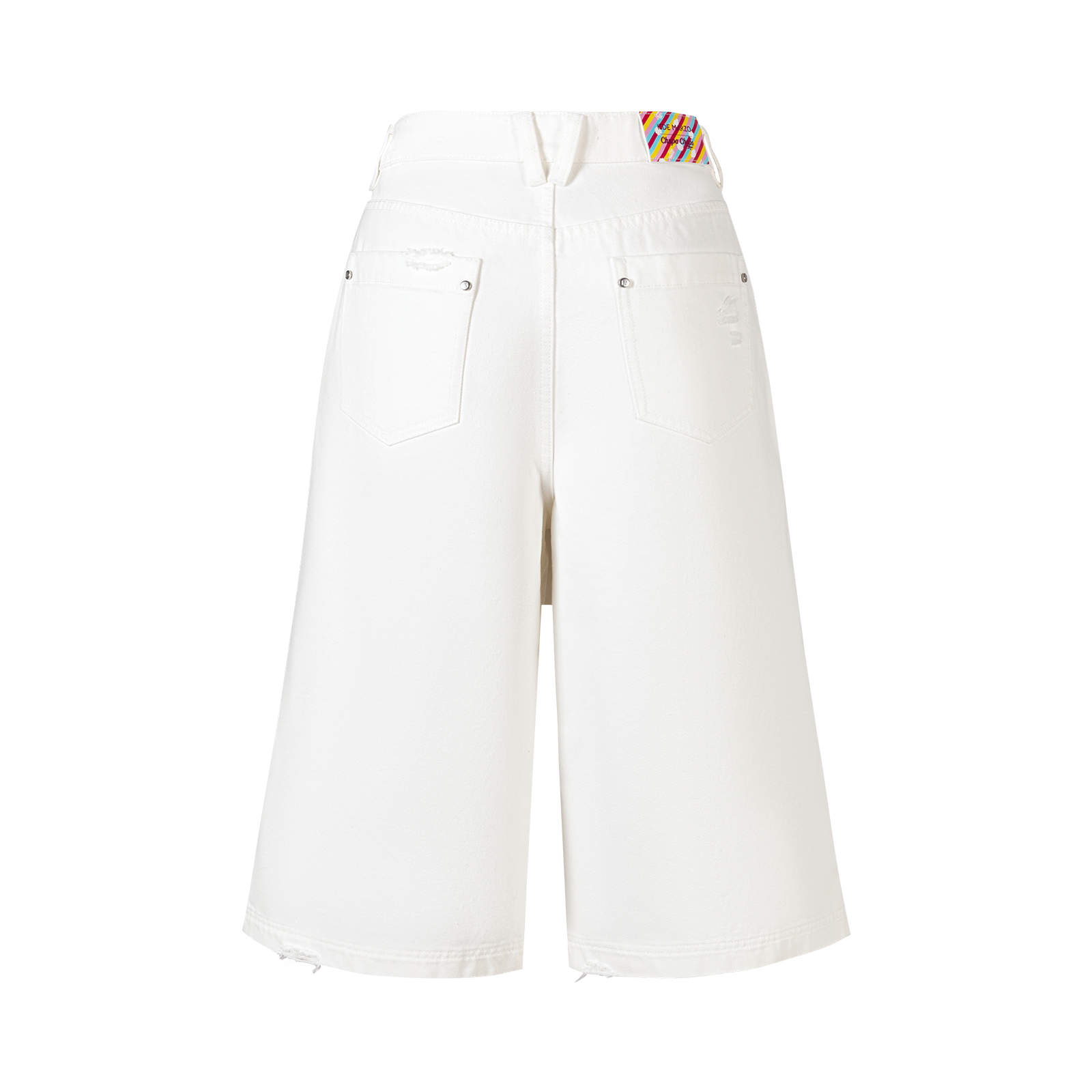 13DE MARZO Ripped Cropped Jeans White - 13DE MARZO