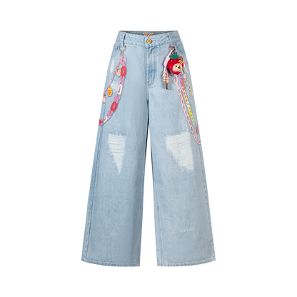 13DE MARZO Charm Chain Printed Jeans - 13DE MARZO